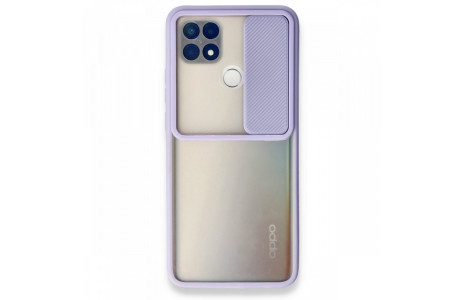 Newface Oppo A15 Kılıf Palm Buzlu Kamera Sürgülü Silikon - Lila