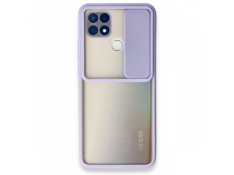 Newface Oppo A15 Kılıf Palm Buzlu Kamera Sürgülü Silikon - Lila