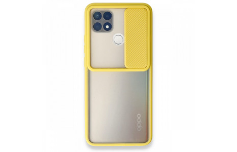 Newface Oppo A15 Kılıf Palm Buzlu Kamera Sürgülü Silikon - Sarı