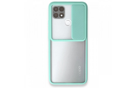 Newface Oppo A15 Kılıf Palm Buzlu Kamera Sürgülü Silikon - Turkuaz