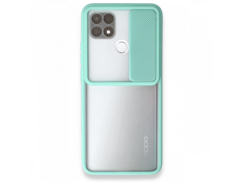 Newface Oppo A15 Kılıf Palm Buzlu Kamera Sürgülü Silikon - Turkuaz