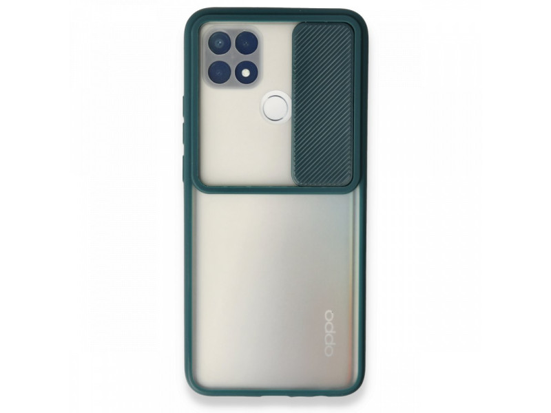 Newface Oppo A15 Kılıf Palm Buzlu Kamera Sürgülü Silikon - Yeşil