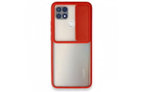 Newface Oppo A15S Kılıf Palm Buzlu Kamera Sürgülü Silikon - Kırmızı