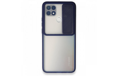 Newface Oppo A15S Kılıf Palm Buzlu Kamera Sürgülü Silikon - Lacivert