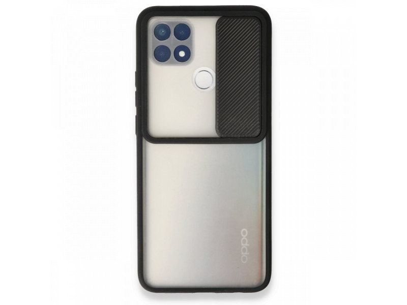 Newface Oppo A15S Kılıf Palm Buzlu Kamera Sürgülü Silikon - Siyah