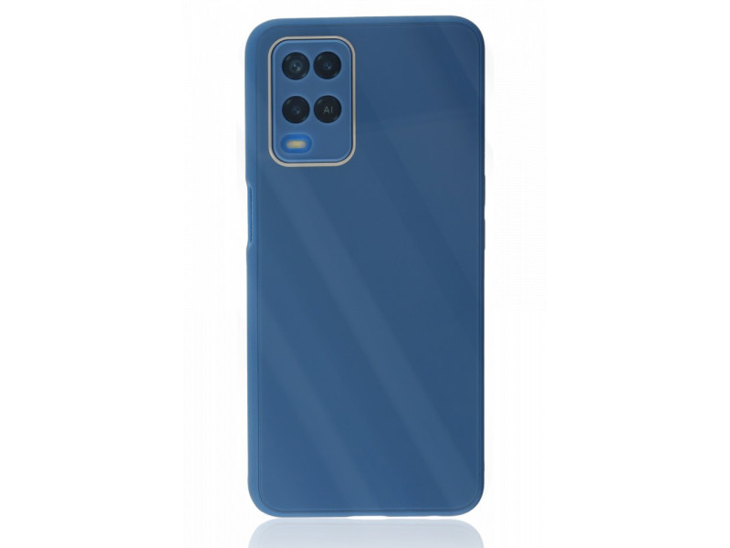 Newface Oppo A54 4G Kılıf Glass Kapak - Mavi