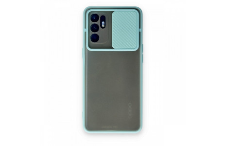 Newface Oppo Reno 6 Kılıf Palm Buzlu Kamera Sürgülü Silikon - Turkuaz