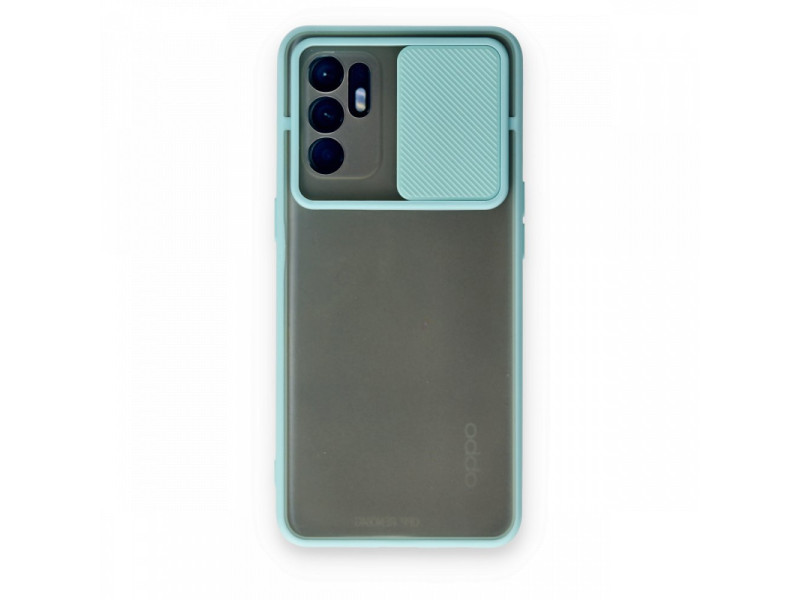 Newface Oppo Reno 6 Kılıf Palm Buzlu Kamera Sürgülü Silikon - Turkuaz