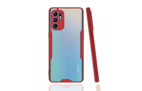 Newface Oppo Reno 6 Kılıf Platin Silikon - Kırmızı