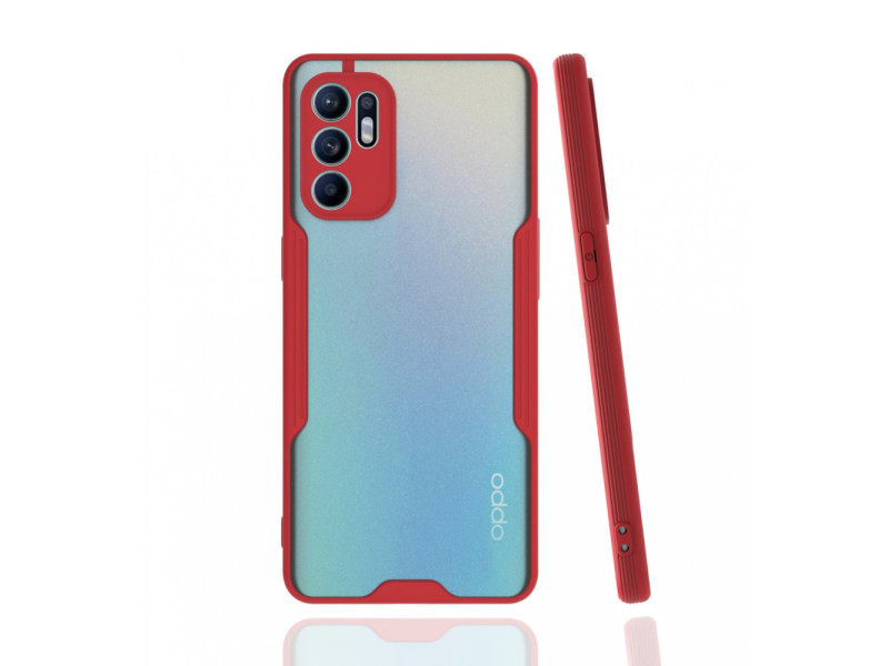 Newface Oppo Reno 6 Kılıf Platin Silikon - Kırmızı