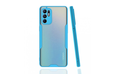 Newface Oppo Reno 6 Kılıf Platin Silikon - Mavi
