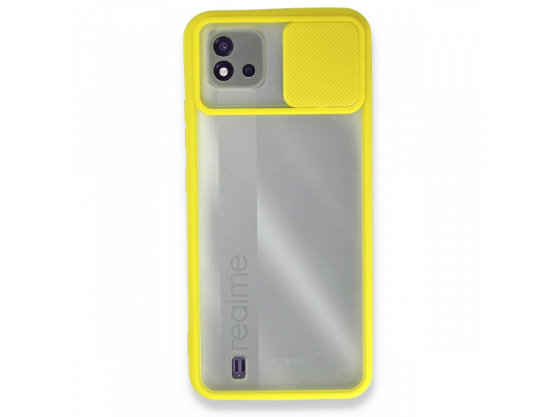 Newface Realme C11 2021 Kılıf Palm Buzlu Kamera Sürgülü Silikon - Sarı