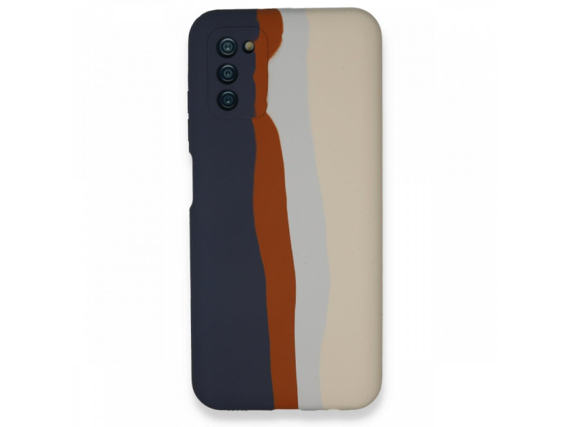 Newface Samsung Galaxy A03S Kılıf Ebruli Lansman Silikon - Lacivert-Krem