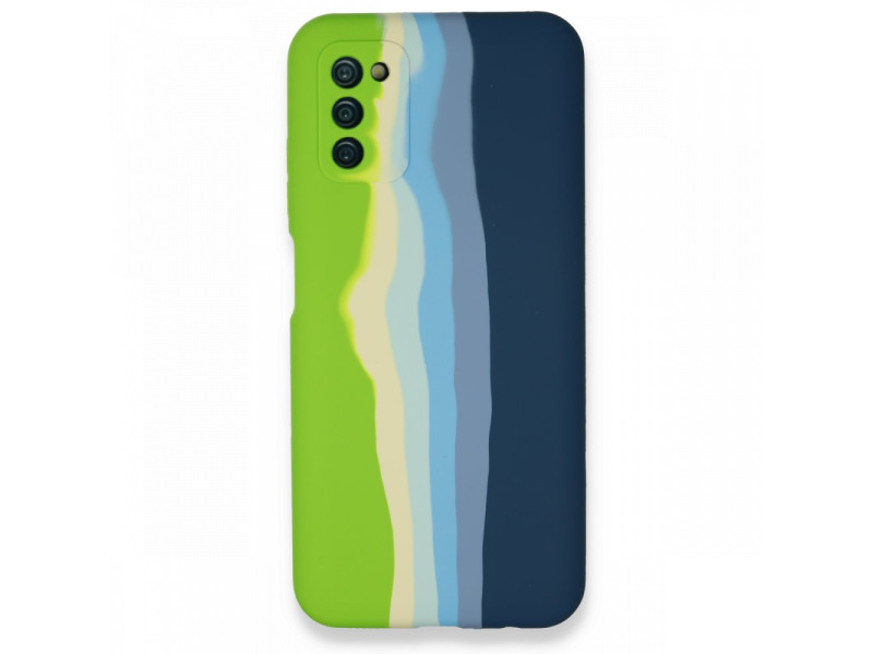 Newface Samsung Galaxy A03S Kılıf Ebruli Lansman Silikon - Yeşil-Koyu Yeşil