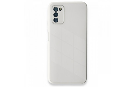 Newface Samsung Galaxy A03S Kılıf Glass Kapak - Beyaz
