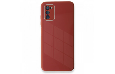 Newface Samsung Galaxy A03S Kılıf Glass Kapak - Bordo