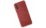 Newface Samsung Galaxy A03S Kılıf Glass Kapak - Bordo