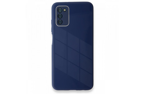 Newface Samsung Galaxy A03S Kılıf Glass Kapak - Lacivert