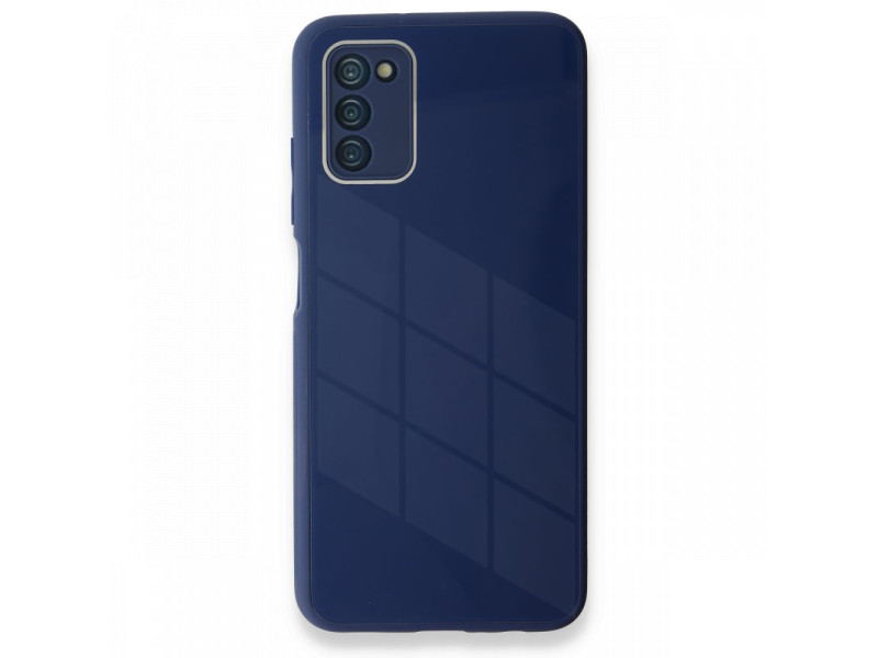 Newface Samsung Galaxy A03S Kılıf Glass Kapak - Lacivert