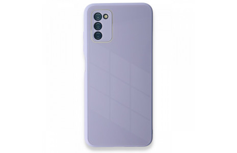 Newface Samsung Galaxy A03S Kılıf Glass Kapak - Lila