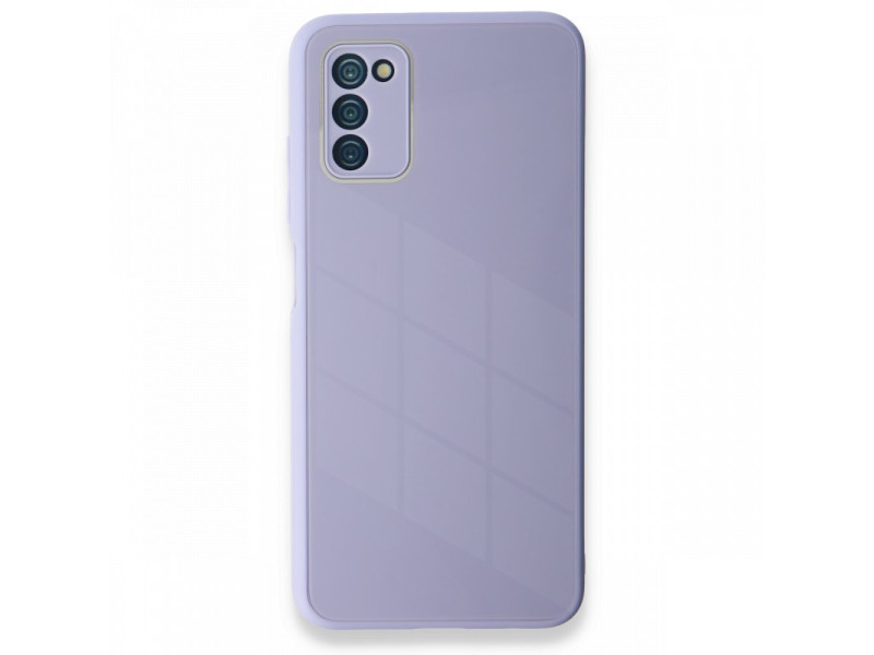 Newface Samsung Galaxy A03S Kılıf Glass Kapak - Lila