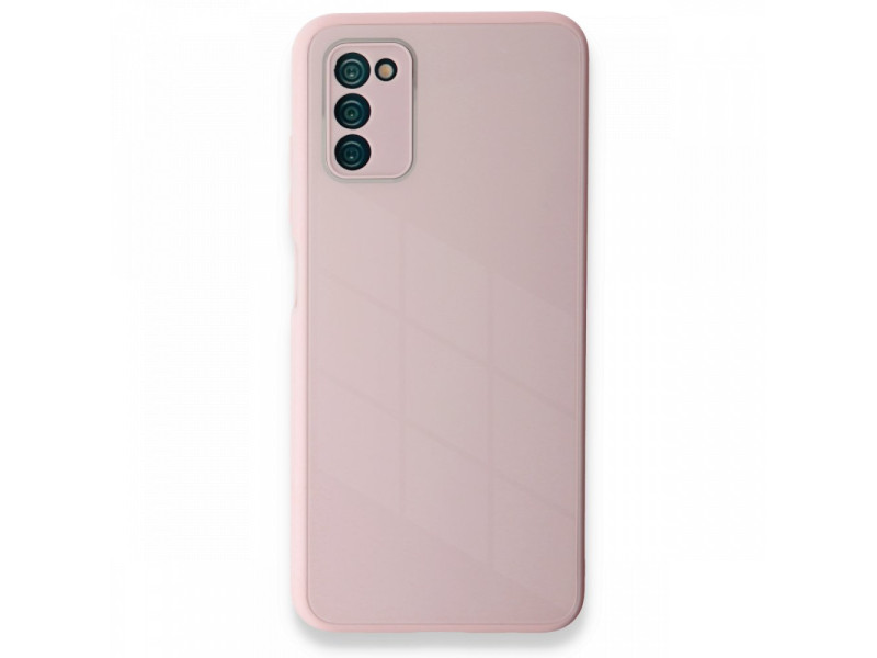 Newface Samsung Galaxy A03S Kılıf Glass Kapak - Pembe