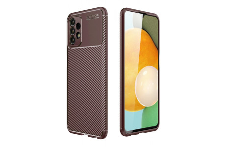 Newface Samsung Galaxy A13 4G Kılıf Focus Karbon Silikon - Kahverengi