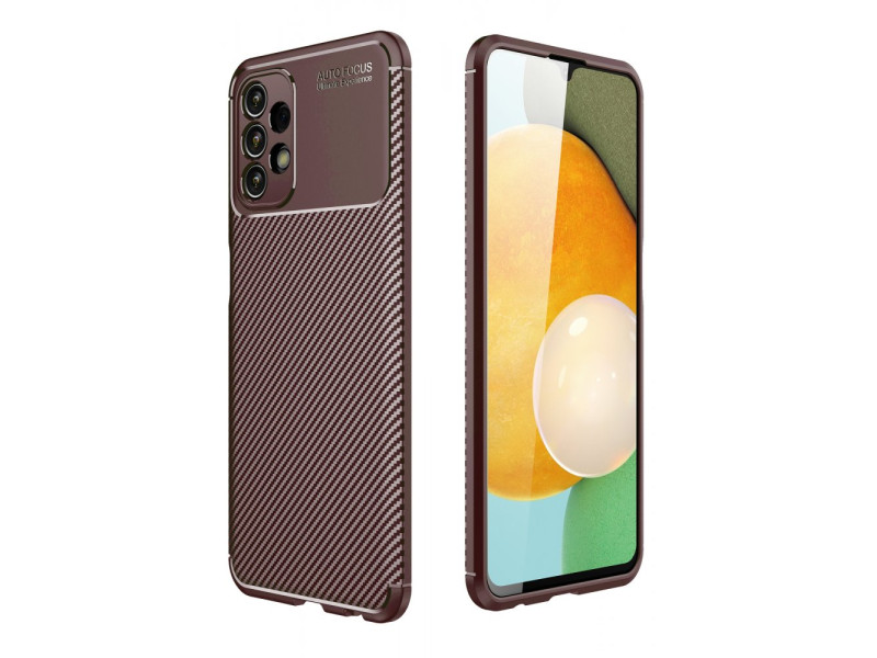 Newface Samsung Galaxy A13 4G Kılıf Focus Karbon Silikon - Kahverengi