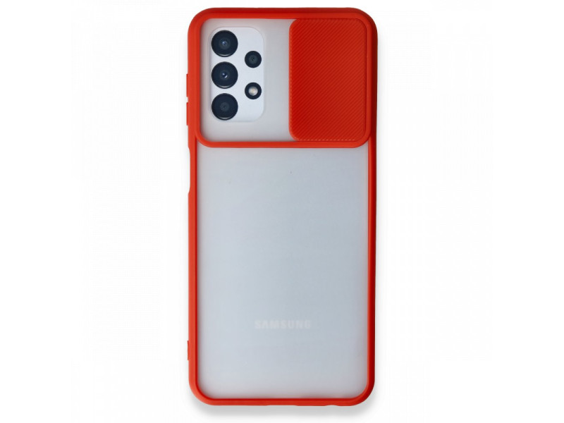 Newface Samsung Galaxy A13 4G Kılıf Palm Buzlu Kamera Sürgülü Silikon - Kırmızı