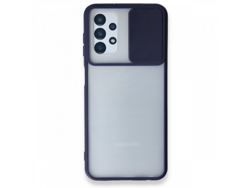 Newface Samsung Galaxy A13 4G Kılıf Palm Buzlu Kamera Sürgülü Silikon - Lacivert