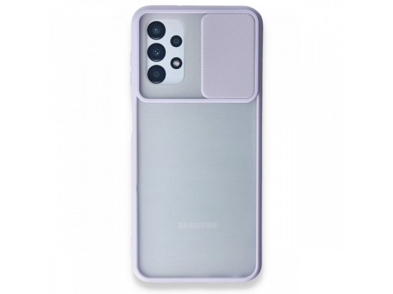 Newface Samsung Galaxy A13 4G Kılıf Palm Buzlu Kamera Sürgülü Silikon - Lila