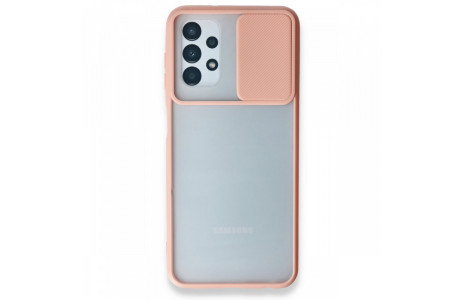 Newface Samsung Galaxy A13 4G Kılıf Palm Buzlu Kamera Sürgülü Silikon - Pembe