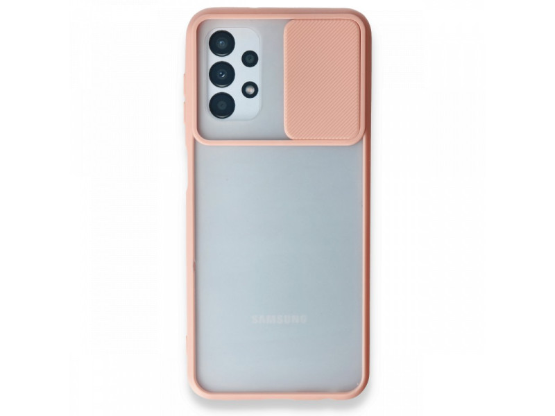 Newface Samsung Galaxy A13 4G Kılıf Palm Buzlu Kamera Sürgülü Silikon - Pembe