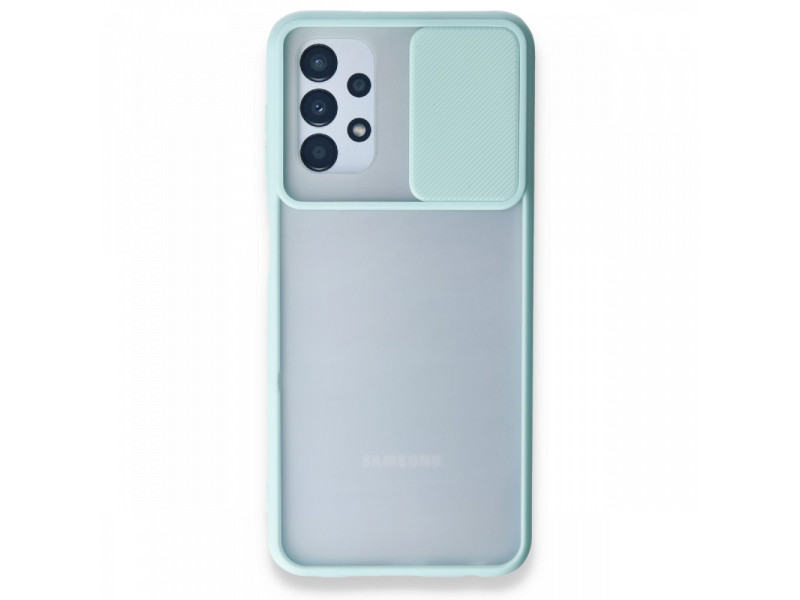 Newface Samsung Galaxy A13 4G Kılıf Palm Buzlu Kamera Sürgülü Silikon - Turkuaz