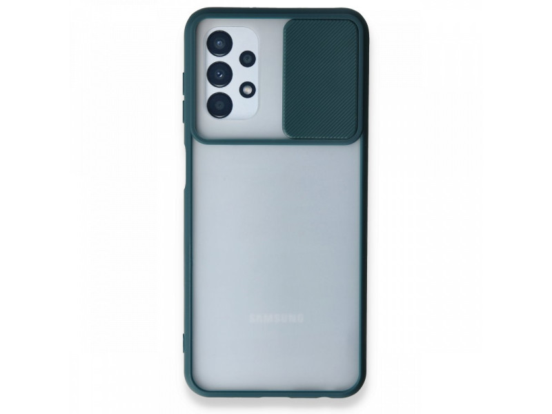 Newface Samsung Galaxy A13 4G Kılıf Palm Buzlu Kamera Sürgülü Silikon - Yeşil
