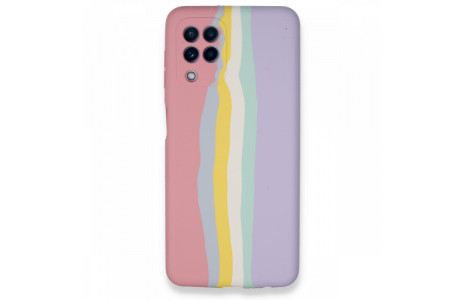 Newface Samsung Galaxy A22 Kılıf Ebruli Lansman Silikon - Pembe-Lila