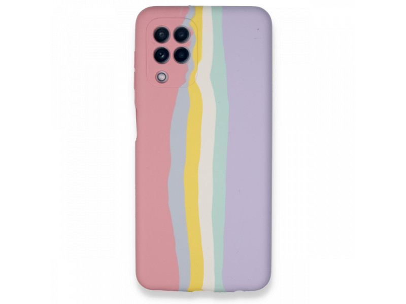Newface Samsung Galaxy A22 Kılıf Ebruli Lansman Silikon - Pembe-Lila