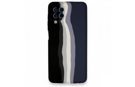 Newface Samsung Galaxy A22 Kılıf Ebruli Lansman Silikon - Siyah-Lacivert