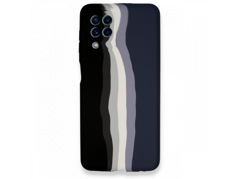 Newface Samsung Galaxy A22 Kılıf Ebruli Lansman Silikon - Siyah-Lacivert