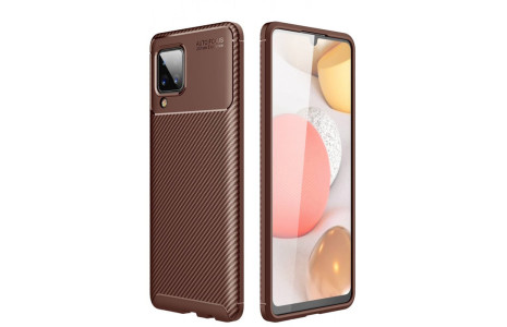 Newface Samsung Galaxy A22 Kılıf Focus Karbon Silikon - Kahverengi