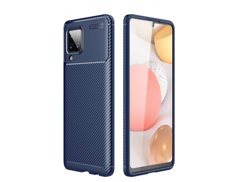 Newface Samsung Galaxy A22 Kılıf Focus Karbon Silikon - Lacivert