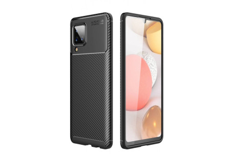 Newface Samsung Galaxy A22 Kılıf Focus Karbon Silikon - Siyah