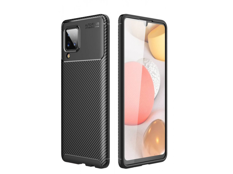 Newface Samsung Galaxy A22 Kılıf Focus Karbon Silikon - Siyah