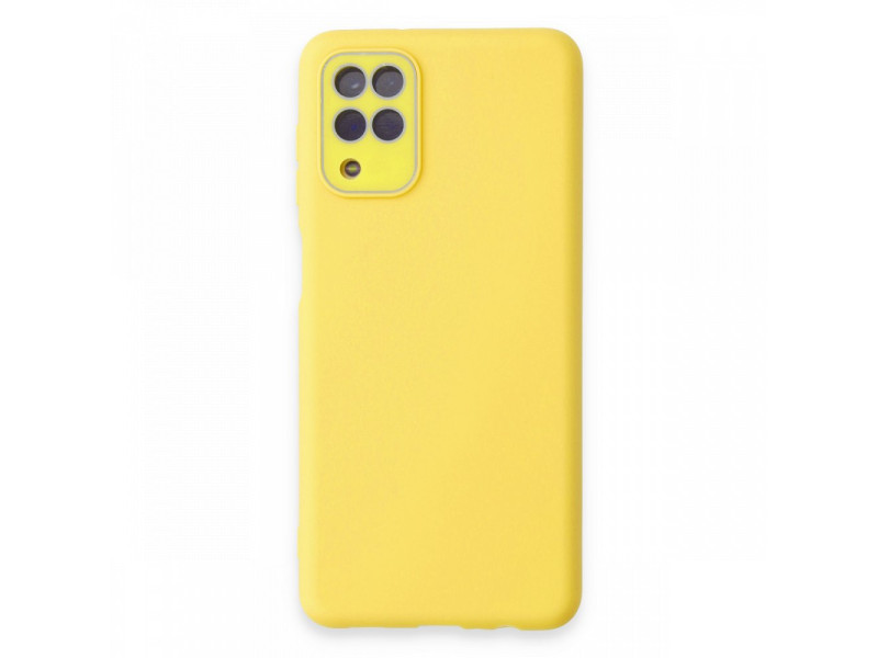 Newface Samsung Galaxy A22 Kılıf Lansman Glass Kapak - Sarı