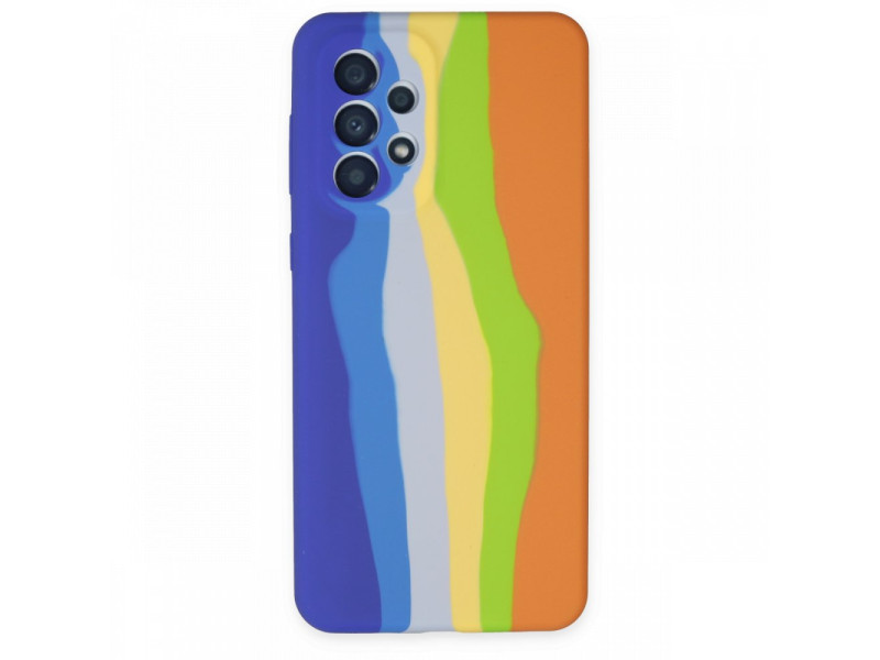 Newface Samsung Galaxy A23 4G Kılıf Ebruli Lansman Silikon - Mavi-Turuncu