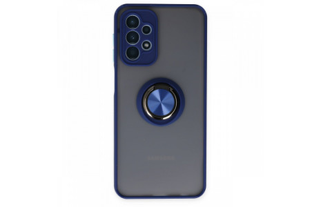Newface Samsung Galaxy A23 4G Kılıf Montreal Yüzüklü Silikon Kapak - Lacivert