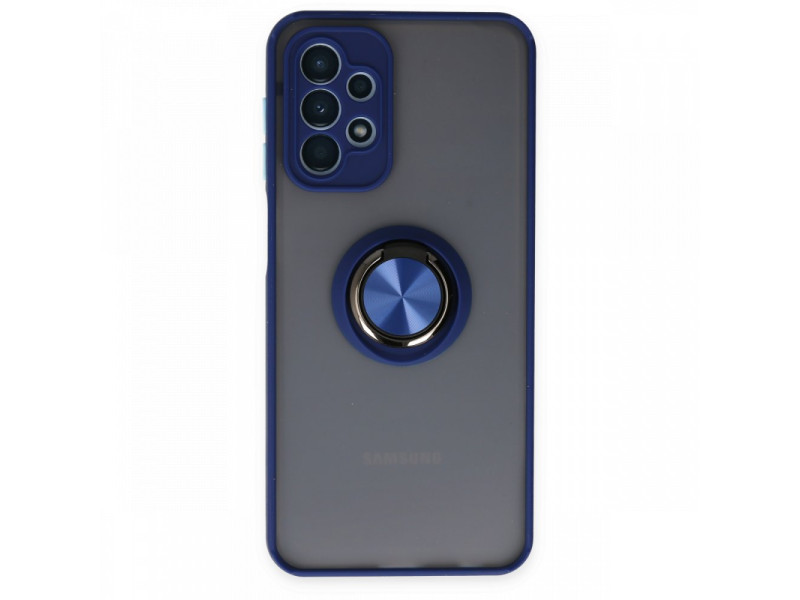 Newface Samsung Galaxy A23 4G Kılıf Montreal Yüzüklü Silikon Kapak - Lacivert
