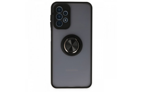 Newface Samsung Galaxy A23 4G Kılıf Montreal Yüzüklü Silikon Kapak - Siyah