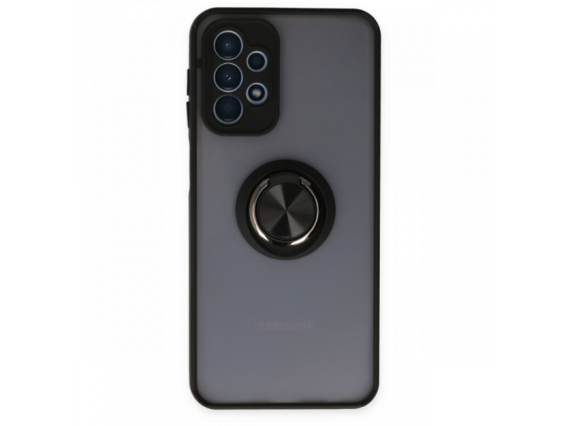 Newface Samsung Galaxy A23 4G Kılıf Montreal Yüzüklü Silikon Kapak - Siyah