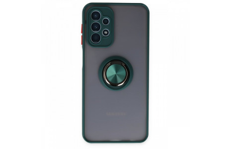 Newface Samsung Galaxy A23 4G Kılıf Montreal Yüzüklü Silikon Kapak - Yeşil